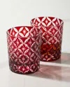 Neiman Marcus 8 Oz. Red Cased Glass Tumblers, Set Of 2 In Red