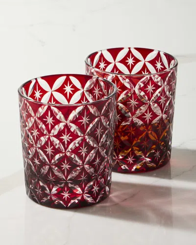Neiman Marcus 8 Oz. Red Cased Glass Tumblers, Set Of 2