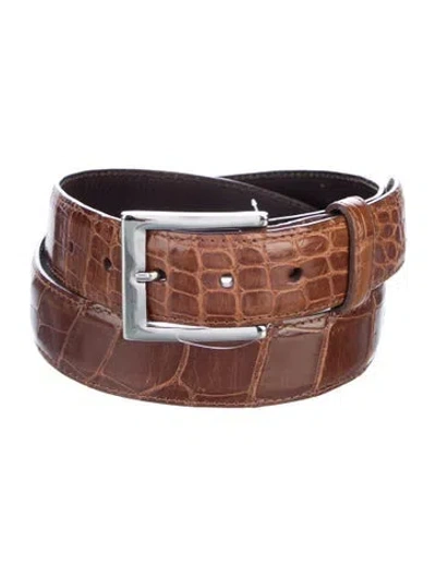 Pre-owned Neiman Marcus Alligator Belt In Brown