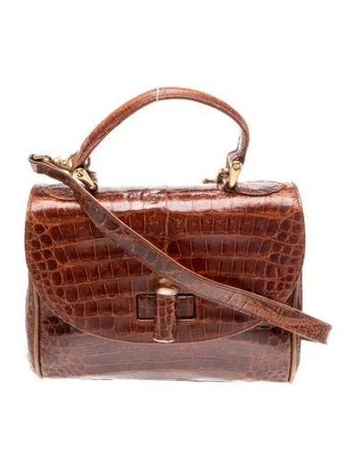 Pre-owned Neiman Marcus Alligator Top Handle Bag In Brown