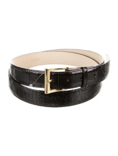 Pre-owned Neiman Marcus Alligator Waist Belt In Black