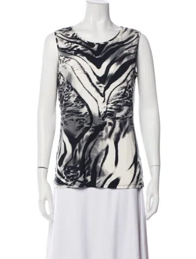 Pre-owned Neiman Marcus Animal Print Crew Neck Top In Multicolor