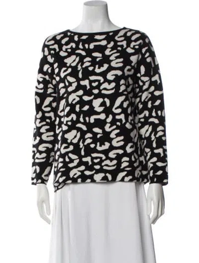 Pre-owned Neiman Marcus Animal Print Crew Neck Top In White