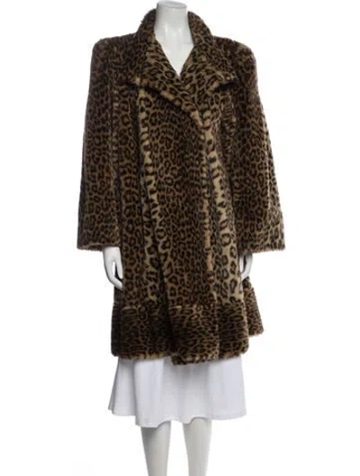 Pre-owned Neiman Marcus Animal Print Faux Fur Coat In Neutral