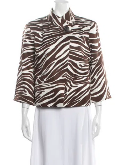 Pre-owned Neiman Marcus Animal Print Jacket In Brown