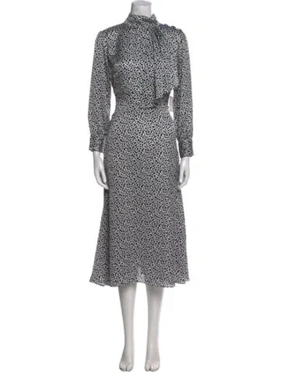 Pre-owned Neiman Marcus Animal Print Long Dress In White