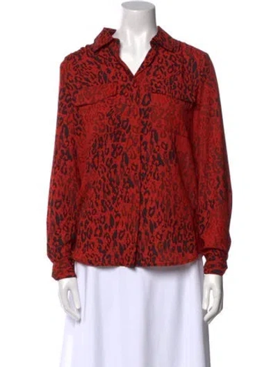 Pre-owned Neiman Marcus Animal Print Long Sleeve Blouse W/ Tags In Multi