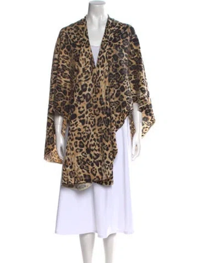 Pre-owned Neiman Marcus Animal Print V-neck Sweater In Neutral