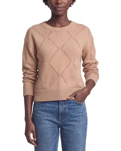 Neiman Marcus Argyle Pointelle Knit Wool Sweater In Brown