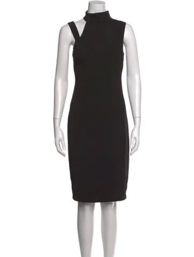 Pre-owned Neiman Marcus Asymmetrical Knee-length Dress In Black