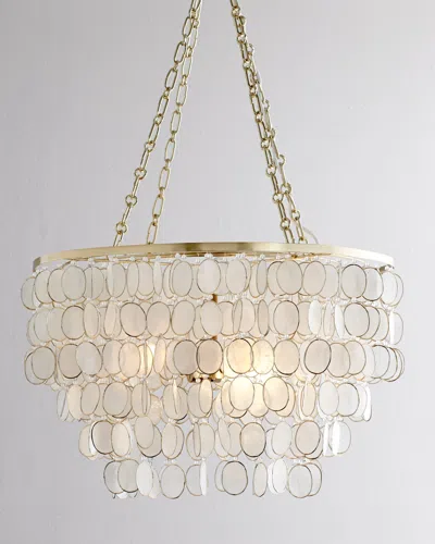 Neiman Marcus Aurora 3-light Chandelier In Wht/gold