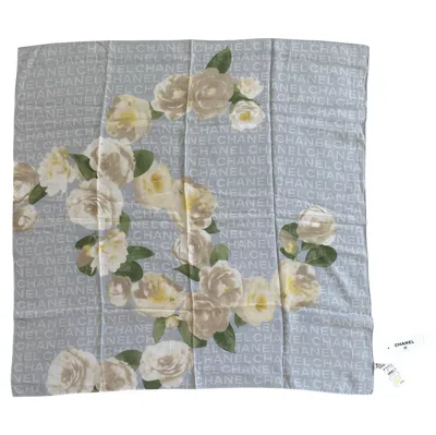 Pre-owned Neiman Marcus Authentic Hand Rolled Italian Silk Scarf By Chanel - New With Tags In Gray