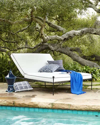 Neiman Marcus Avery Neoclassical Outdoor Double Chaise In White