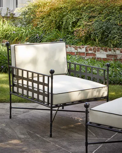 Neiman Marcus Avery Neoclassical Outdoor Lounge Chair In White/black