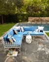 Neiman Marcus Avery Sectional Set, White/blue In White/blue