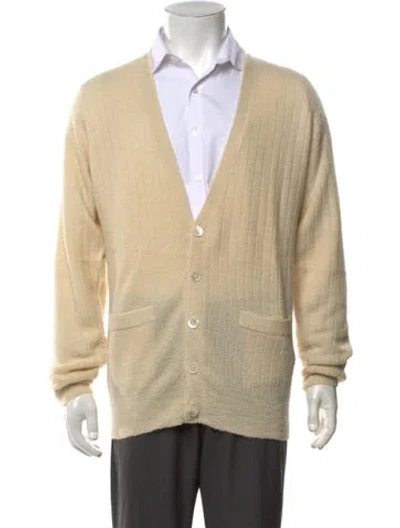 Pre-owned Neiman Marcus Baby Alpaca V-neck Cardigan In Neutrals