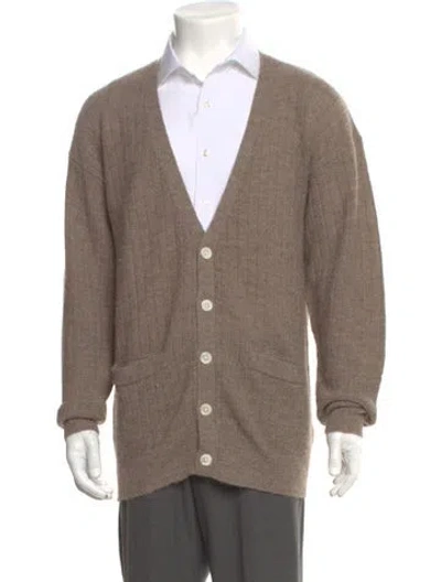 Pre-owned Neiman Marcus Baby Alpaca V-neck Cardigan W/ Tags In Neutral