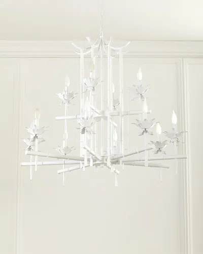 Neiman Marcus Bamboo 12-light 2-tier Chandelier In White