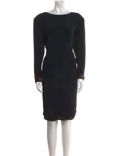 Pre-owned Neiman Marcus Bateau Neckline Knee-length Dress In Black