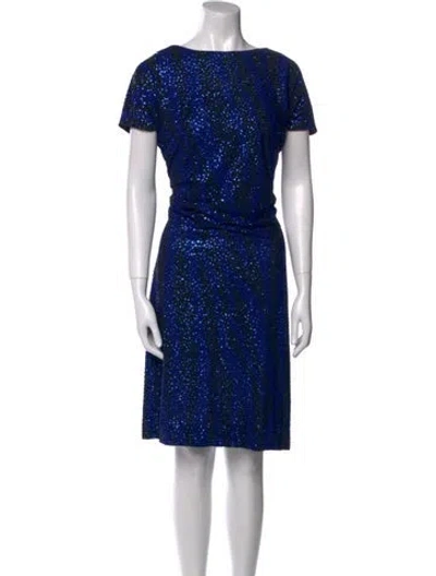 Pre-owned Neiman Marcus Bateau Neckline Knee-length Dress In Blue