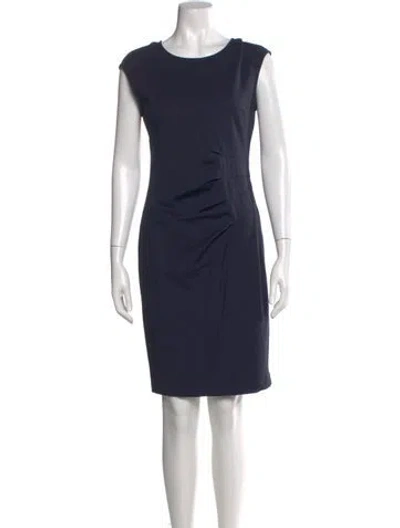 Pre-owned Neiman Marcus Bateau Neckline Knee-length Dress In Blue
