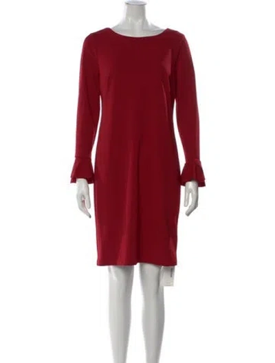 Pre-owned Neiman Marcus Bateau Neckline Knee-length Dress In Red