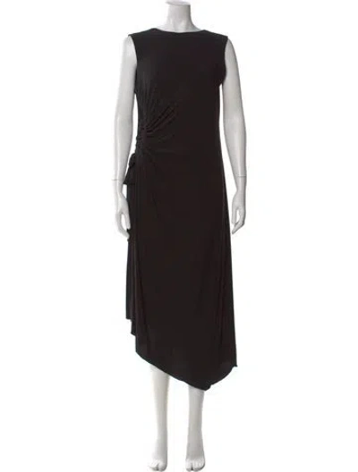 Pre-owned Neiman Marcus Bateau Neckline Midi Length Dress In Black