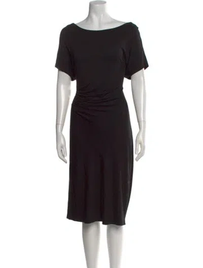 Pre-owned Neiman Marcus Bateau Neckline Midi Length Dress In Black