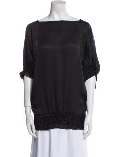 Pre-owned Neiman Marcus Bateau Neckline Three-quarter Sleeve Blouse In Gray