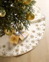 Neiman Marcus Beaded Silver And Gold Snowflake 54" Tree Skirt In White