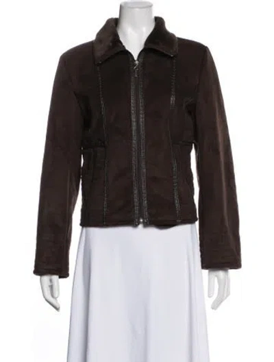 Pre-owned Neiman Marcus Biker Jacket In Brown