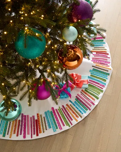 Neiman Marcus Bright Holiday Tree Skirt, 54" In Multi