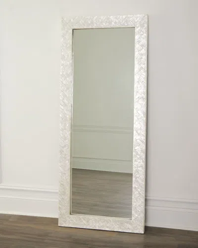 Neiman Marcus Brittany Chevron Capiz Shell Floor Mirror, 72" In White