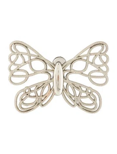 Pre-owned Neiman Marcus Butterfly Hair Clip In Silver