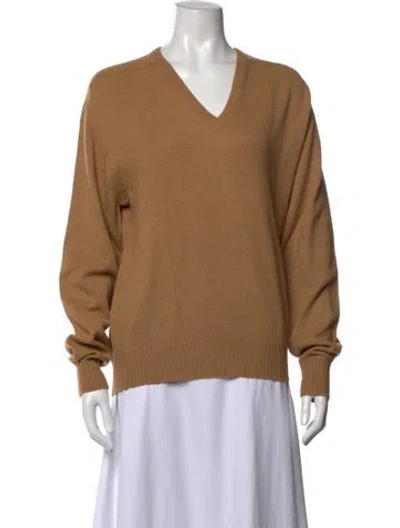 Pre-owned Neiman Marcus Camel Hair V-neck Sweater In Neutral