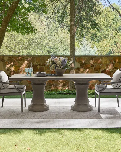 Neiman Marcus Camille Double Pedestal Outdoor Dining Table In Brown