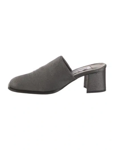 Pre-owned Neiman Marcus Canvas Mules In Gray