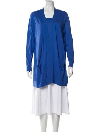 Pre-owned Neiman Marcus Cardigan Set Silk Set In Blue