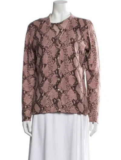 Pre-owned Neiman Marcus Cashmere Animal Print Set In Pink