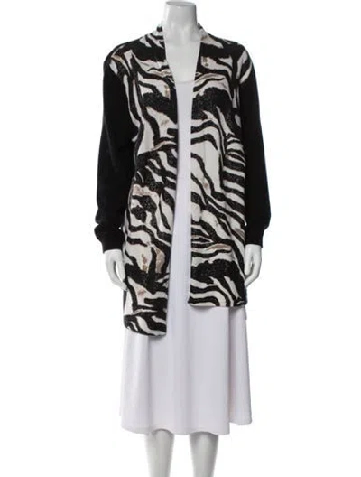 Pre-owned Neiman Marcus Cashmere Animal Print Sweater In Black