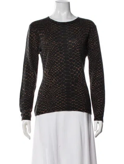 Pre-owned Neiman Marcus Cashmere Animal Print Sweater In Black