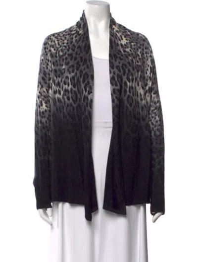 Pre-owned Neiman Marcus Cashmere Animal Print Sweater In Black