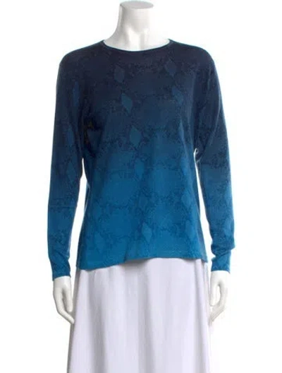 Pre-owned Neiman Marcus Cashmere Animal Print Sweater In Blue