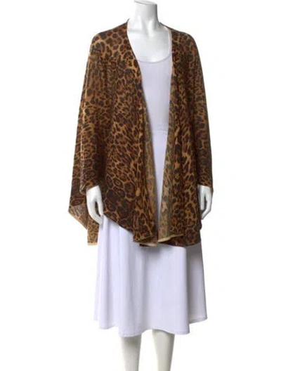 Pre-owned Neiman Marcus Cashmere Animal Print Sweater In Brown