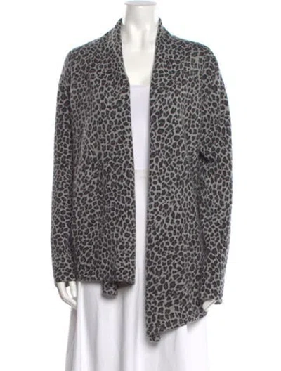 Pre-owned Neiman Marcus Cashmere Animal Print Sweater In Gray