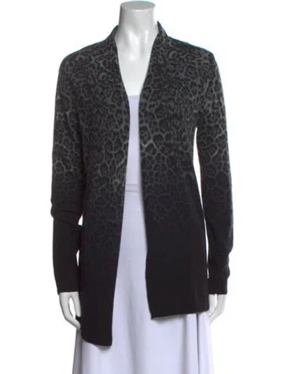 Pre-owned Neiman Marcus Cashmere Animal Print Sweater In Gray