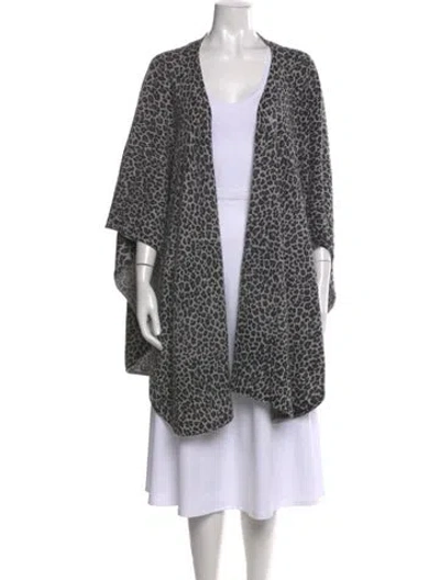 Pre-owned Neiman Marcus Cashmere Animal Print Sweater In Gray