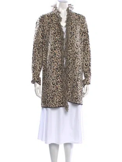 Pre-owned Neiman Marcus Cashmere Animal Print Sweater In Grey