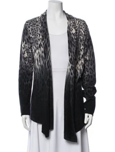 Pre-owned Neiman Marcus Cashmere Animal Print Sweater In Grey