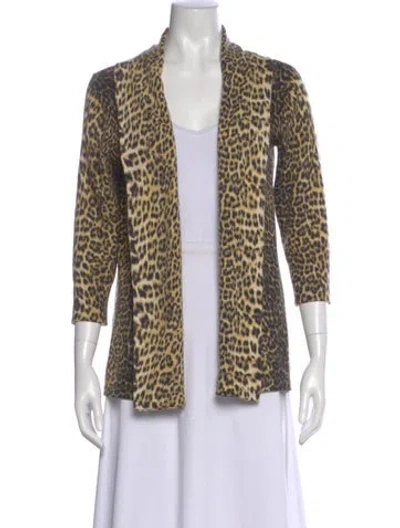Pre-owned Neiman Marcus Cashmere Animal Print Sweater In Multi